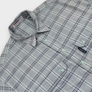 VINTAGE 70s Levis Shirt Mens Medium Mint Green Check Silver Label Button Up BigE